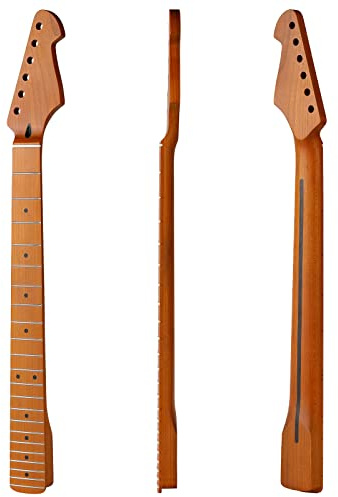 E-Gitarrenhals, 22 Bünde, gelblich, matt, 24,1 cm, ST kanadischer gerösteter Ahorn, E-Gitarrenhals, Kuhknochenmutter