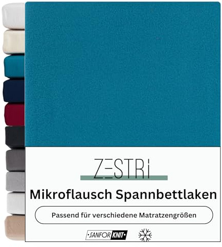 Zestri Mikroflausch Spannbettlaken Spannbetttuch Bettlaken | für Boxspringbett und Normale Matratze | 140-160x200 cm Petrol