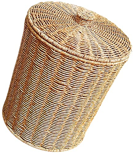 Healeved Poubelle Cuisine Avec Couvercle En Imitation Osier Tressé Pp - Panier De Rangement Rustique Pour Bureau Chambre Buanderie Organisateur Multifonction 13X11X11 Pouces