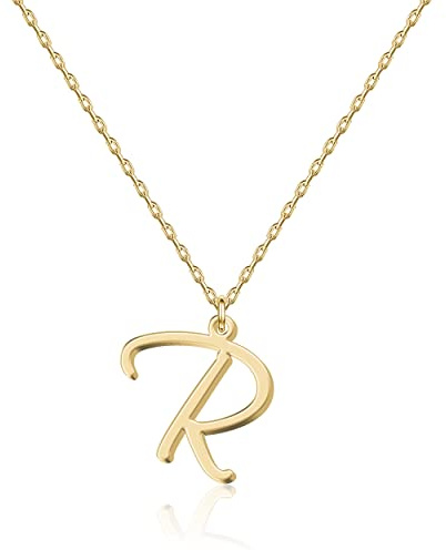 Collier Pendentif lettre initiale Personnalisée pour Femmes, Plaqué Or 18K - Longueur Ajustable, Élégant et Résistant à la Décoloration, Cadeau Parfait pour Anniversaire, Noël - Collection Alphabet