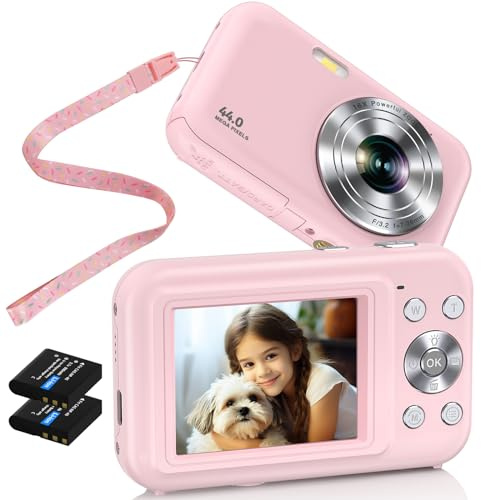 Compact FHD 1080P 44MP Mini Vintage Vlogging Camera with 2.4 LCD, 16X Digital Zoom, Portable for Boys, Girls & Beginners