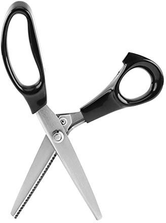 Hapivida Zackenschere, 23cm Edelstahl Scrapbook Schere Dekorative Kante Zick Zack Schere Gezahnte Klingen Schneiderschere zum Nähen von Stoffen, Leder, Bastelpapier(3mm)