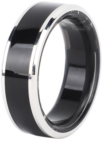 Bewinner Smart Ring Health Tracker, Intelligenter Schrittzähler Zur Schlaf-Herzfrequenzüberwachung, Wasserdichter Fitnessring mit Integrierten Sportspielen, Schwarz Silber (#11 20,8 MM)