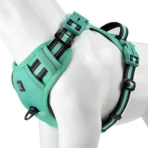 Harnais Chien, Harnais Anti Traction pour Chien, Réfléchissant, avec Poignée Rembourrée Contrôl, 2 Anneaux Métal, Harnais pour Petit Moyen et Grand Chien