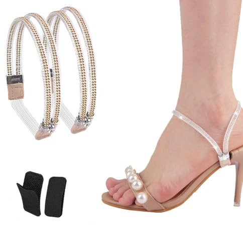 Yurosiay strass höga klackar skorem elastisk anti-lös ankelrem höga klackar mode glitter skosnören höga klackar avtagbar justerbar skorem för klackar skoband champagne