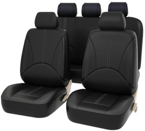 GVILTY Leder Sitzbezügesets Komplettset Brauch für Seat Ibiza 2017-2023, Vordersitze und Rückbank 5-Sitze Autositzbezüge, Auto-Sitzbezug Auto Zubehör Innenraum,A/Black