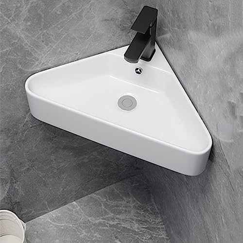 Weißes Porzellan-Keramik-Waschbecken, modernes Badezimmer-Waschbecken, Porzellan-Keramik-Eckwaschbecken, Mini-Moderne Toilette, Porzellan-Keramik-Waschbecken für Badezimmer (rechte Ecke)