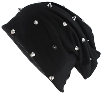 Mütze Beanie Hut Mode Hip Hop Männer Beanies Skullies Niet Lässig Warm Hut Silbrig Beauty Hüte Bonnet OneSize Schwarz