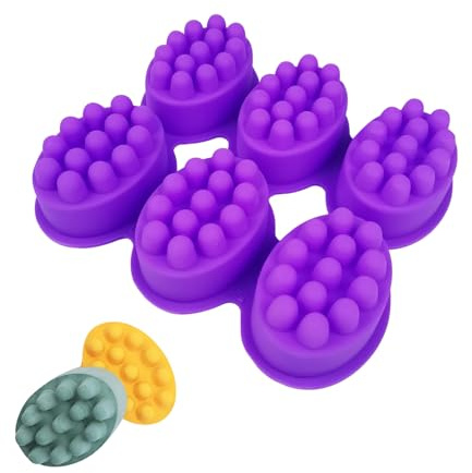 KOMUNJ Stampo per sapone da massaggio, 6 cavità, in silicone, per la produzione di sapone, per pane, cioccolato, cubetti di ghiaccio