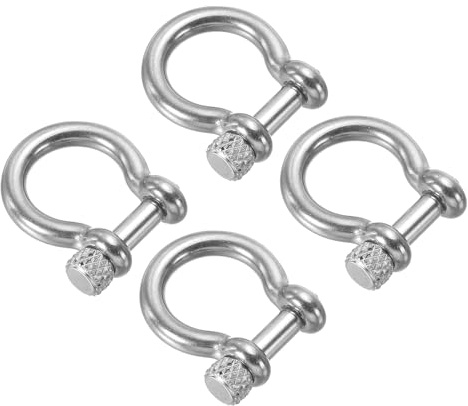 PATIKIL D-Ring Schäkel, 4 Stück 13/32 Zoll Innenbreite Edelstahl U-Form Kleine Schäkel für DIY Lederhandwerk Ersatz