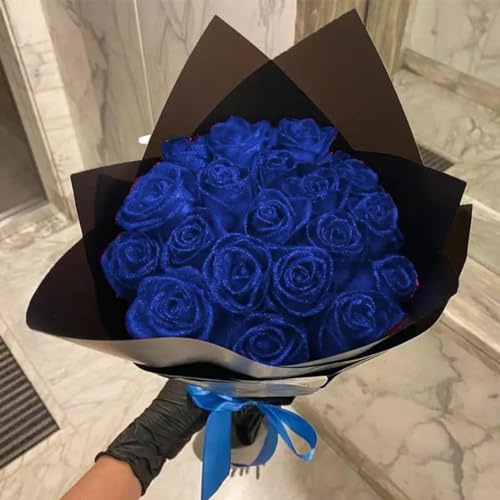 ZXH Glitzer-Rosenstrauß, künstliche Blumen mit Stiel, DIY, glänzende künstliche Rosen für Valentinstag, Jahrestag, personalisiertes Geschenk (10 Stück)
