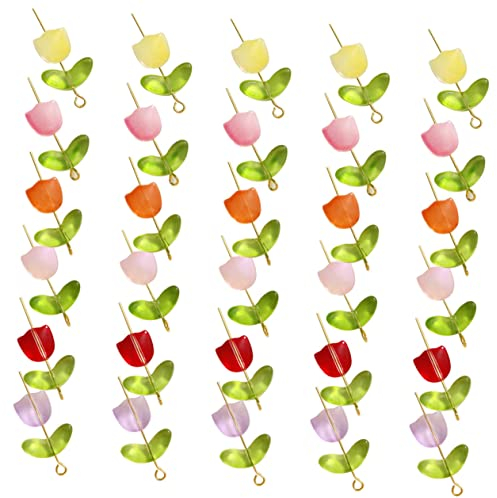 KICHOUSE Glass Loose Beads DIY Crafts Tulip Glass Beads Mixed Colors for Necklace Bracelet Making Jewelry