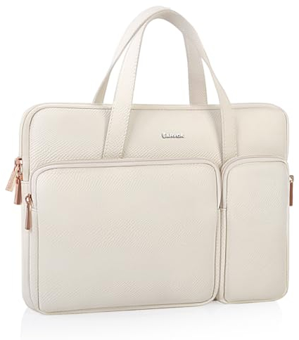Arvok 13 13,3 14 Zoll Leder Laptoptasche Schutzhülle Wasserdicht Laptophülle für MacBook Air 13/MacBook Pro 14/HP Chromebook 13 Zoll, Notebook Hülle für HP/Dell/Lenovo/Asus/Acer/Samsung, Weiß