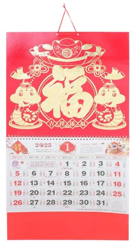 Ciieeo 2025 Wandkalender Chinesischer Tierkreiszeichen-Schlangen-Hängekalender 2025 Jahr Der Schlange Monatskalender Traditioneller Chinesischer Mondkalender Fengshui- Für Das