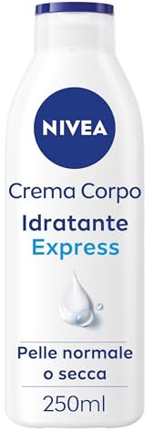 NIVEA Crema Corpo Idratante Express 250 ml, Crema idratante corpo 72h arricchita con Acido Ialuronico Puro, Minerali Marini e Siero Nutrimento Intenso, Crema corpo idratante pelle secca o normale