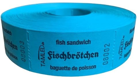 TAMLED Bonrolle FISCHBRÖTCHEN 1000 Abrisse perforiert fortlfd. nummeriert