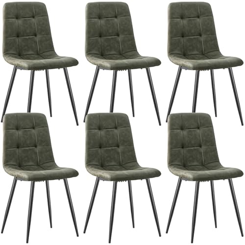 ANVOFONG Technisches Tuch Esszimmerstühle 6er Set,Grün | Esszimmerstuhl mit verstärkten Stuhlbeinen,Küchenstuhl Polsterstühle,Stuhl für Esszimmer,Küche & Wohnzimmer