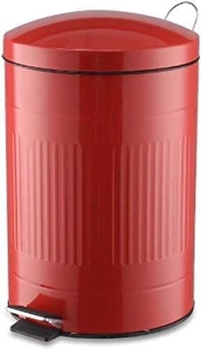 ININOSNP Contenedor de Basura Contenedor de Basura 5L 9L Contenedor de Basura Circular Rojo Cocina, Sala de Estar, Dormitorio, Contenedor de Basura doméstico Cubierto(9L)