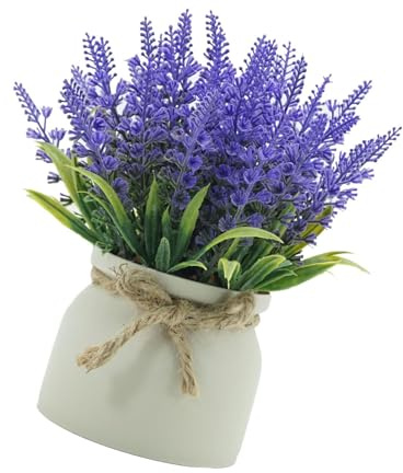 Jubepk Fiori Artificiali in Vaso, Elegante Pianta Decorativa con Piccoli Fiori Finti per Interni da Scrivania