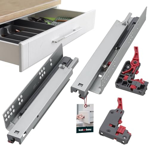 KOTARBAU® 1 Paar 3D Schubladenschienen Bodenmontage Softclose 250 mm Stahl Schubladenauszug Vollauszug Teleskopschienen Schubladenauszüge unten montiert