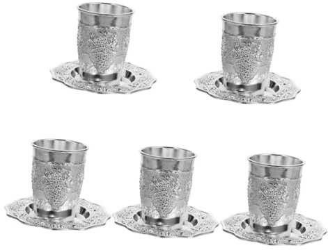 GRADENEVE 5sätze Becher Silber Für Shabbat Und Passah Untertasse Judaica Für Weinliebhaber Und Religiöse Anlässe