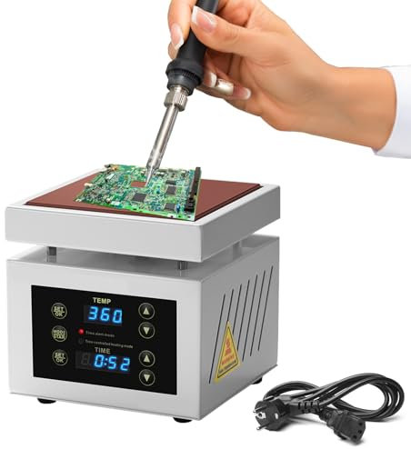 Stazione di Saldatura a Piastra Calda, 350W Piastra Riscaldante Elettronica Stazione di Preriscaldamento, 100 × 100 mm Piastra Riscaldante Elettrica per Microcomputer LED per Lavori di Saldatura