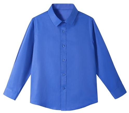 LOLANTA Barn Button Down Skjorta Långärmad Enfärgad Formell Klänning Skjorta Barn Skoluniform Skjorta, Kungsblå, 2-3 år