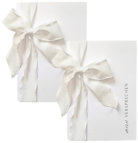 Stella & Soul Gelübde Karten | 2er Set für Eheversprechen, aufklappbare Karte A5 mit Schleife & Einlegepapier für Hochzeit, Braut, Bräutigam