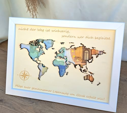 Hochzeitsgeschenk,Hochzeitsgeschenke für Brautpaar Bilderrahmen,Geldgeschenk Hochzeit Partyzubehör,Flitterwochen Geschenk,Jubiläum Gedenken Kreatives Geld Geschenk (Style 1)