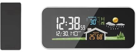 Comphic Station Météo Sans, Réveil en Bois, Thermomètre Numérique, Humidité, Température, Capteur Sans, Montre à Domicile
