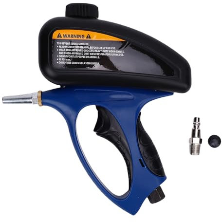 banapoy Sandblaster Gun Kit, Handheld Sand Gun Pneumatic Abrasive Media for Air Compressor, 90PSI, ZG1/4 Connector, for Remove Paint, Stains