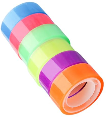 DIYEAH Farbiges Transparentes Klebeband 6 Rollen Für Schule Büro Basteln Und Journaling Mit Leuchtenden Farben Für Lernmaterialien Und Klassenzimmerbedarf
