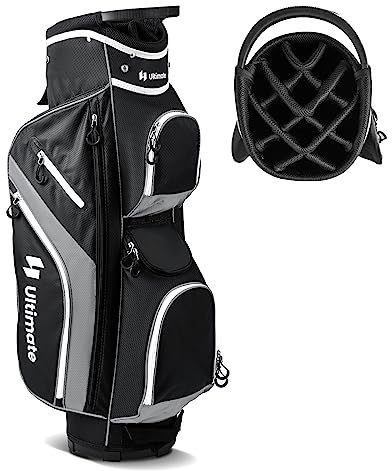 COSTWAY Golfbag lätt, bärbar golfväska med 14 delar, golfväska vattenavvisande med regnskydd, 9 fickor, kylväska och paraplyhållare, caddybag för män och kvinnor (grå)