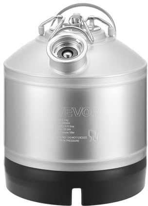 VEVOR Kit de Limpieza para Barriles de Cerveza de 6,5 L, de Acero Inoxidable 304, con Anilla en D y Base de Goma, Apto para Cerveceros Caseros y Pequeños Negocios de Bebidas, 235 x 250 x 285 mm