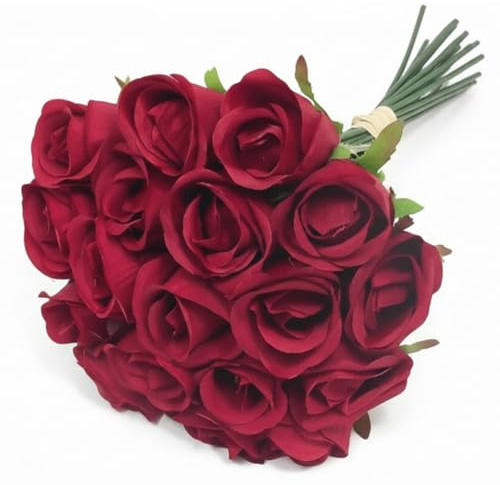 A1-Homes 2-Pack Red Roses, 36 Pcs Faux Flowers Bouquets, 12 Realistic Artificial Roses with Stems for DIY Weddings Bridal Shower Centerpieces Arrangements Party Tables Decorations