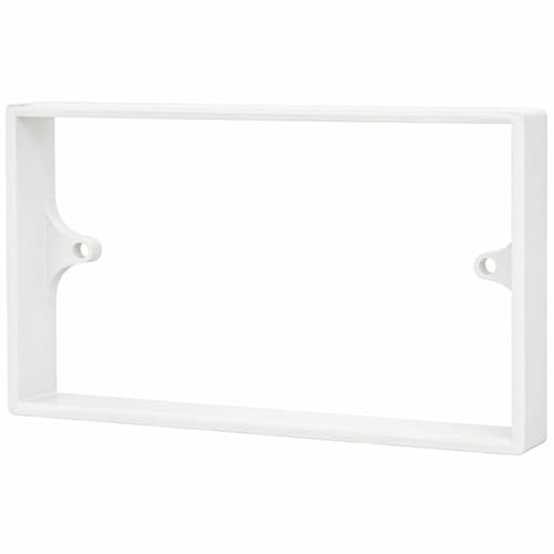 Double Socket Spacer – 2-Gang Wall Box Extender for Tiled or Panelled Surfaces – Multiple Colours & Depths (White, 20mm)
