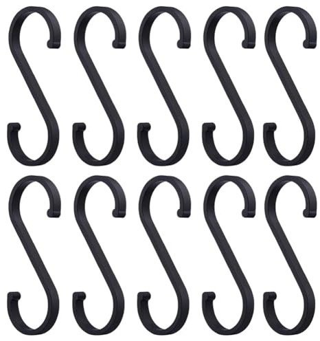 Gettimore S-Haken aus Aluminium, 8,8 cm, matt, für schwarze Oberfläche, zum Aufhängen von Kaffeetassen, Grillutensilien, Pflanzen und Küchenutensilien, 10 Stück