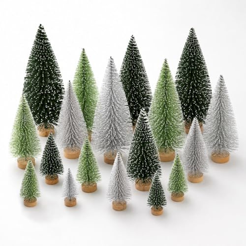 Weihnachtsbaum Mini Künstlich Miniatur Tannenbaum Grün Mini Weihnachts Baum Klein Weihnachtsdeko für Tischdeko DIY - 18 Stück
