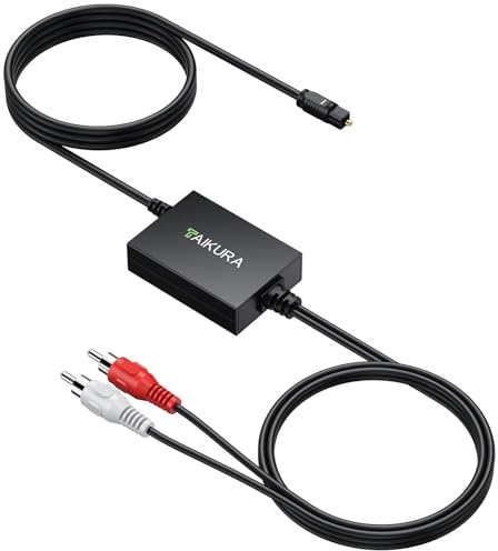TAIKURA Optical to RCA Converter with Built-in Audio Amplifier Chip, Compact Plug and Play Digital to Analog Audio Converter with 192kHz 24bit DAC Converter for TV, DVD, Blu-Ray and Game Consoles