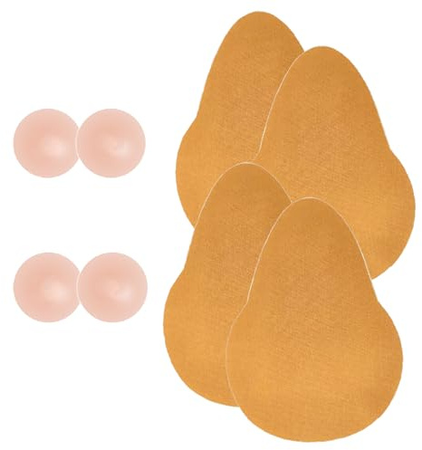 Wieysdoo 2 pares de cintas de pecho push up para bustos grandes, sujetador adhesivo invisible para mujer, incluye cubiertas de silicona para pezones