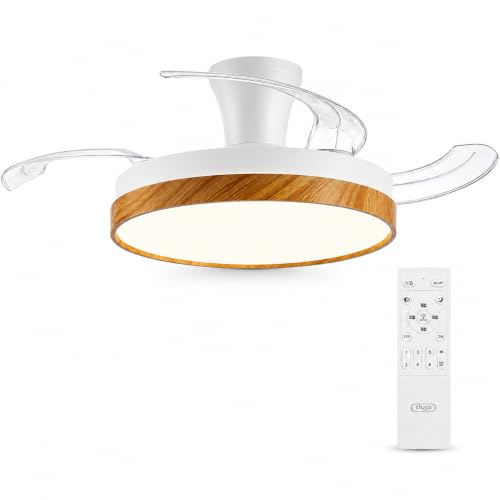 DUPI Ventilador de Techo con Luz POWER AIR LED | Motor DC Silencioso | Función Verano e Invierno | 6 Velocidades | Programable | Aspas Retráctiles | Mando a Distancia | Ø 50 cm | Madera