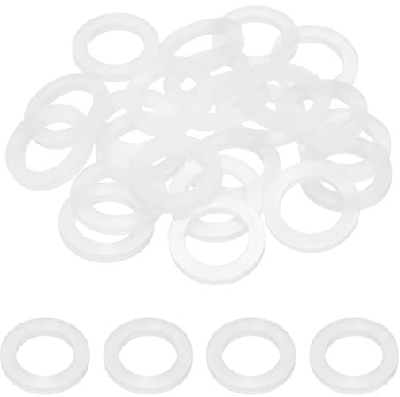 sourcing map 20 Pcs Silicone Washers, 15mm x 16mm x 3mm O-Ring Seals Hose Washer Plumbing Gaskets for Water Pipe Faucet Shower Head Garden Hose Seal, White