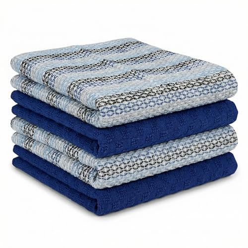 BOSKIMO Paños de Cocina de Algodón con Rizo – Packs de 8 y 12 Trapos Cocina Premium Absorbentes y Reutilizables 45x65 cm (Pack 4, Martini Azul)
