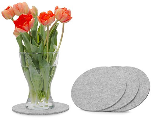 FILU Filzuntersetzer rund 20cm 4er Pack (Farbe wählbar) hellgrau - Untersetzer aus Filz für Tisch und Bar als Glasuntersetzer/Getränkeuntersetzer für Glas und Gläser grau