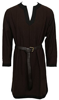 Nofonda Medeltida tunika för män – kostymskjorta, LARP riddare, maskeraddräkt för halloween, cosplay kostym (liten, brun)