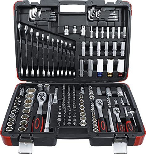 BGS Diy 15217 | Steckschlüssel-Satz | Antrieb 6,3 mm (1/4) / 10 mm (3/8) / 12,5 mm (1/2) | 176-tlg. | Ratschen-Ringschlüssel 8-19 mm