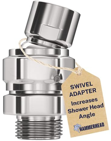 HammerHead Showers® Solid Metal Shower Head Swivel Ball Adapter, Chrome | Adjustable Pivot Ball To Adjust Showerhead Angle | Universal Connector Joint Fits Fixed, Hand Held & Rain Shower Heads
