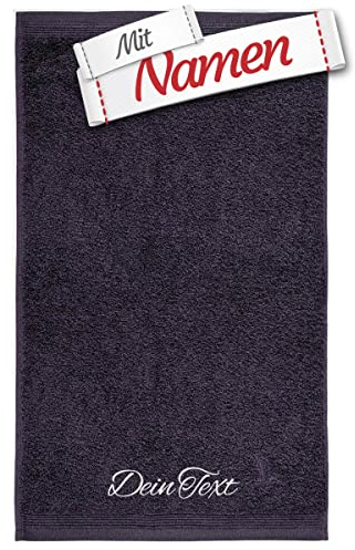 möve Superwuschel Duschtuch mit Namen Bestickt, 80x150 Dark Grey Baumwolle, Personalisiert bestickte Duschtücher zum Baden, Frottee Duschtuch besticken Lassen