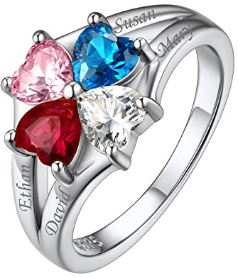 Bestyle Damen Ring Silber 925 Personalisiert Mondstein Fingerring Mit Gravur