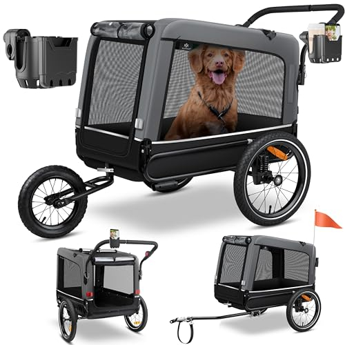 KESSER® Hundeanhänger Boxer 3-in-1 Hundebuggy & Jogger Fahrradanhänger groß ca. 240 Liter Volumen, gefedert, Material: 600D Oxford Canvas, SmartSpace Concept, maximale Belastbarkeit: 40 kg